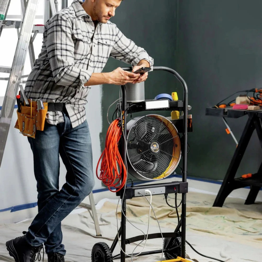 200 lbs. Capacity Hand Truck 5-in-1 Mobile Workshop with Integrated Fan and LED Light B46492