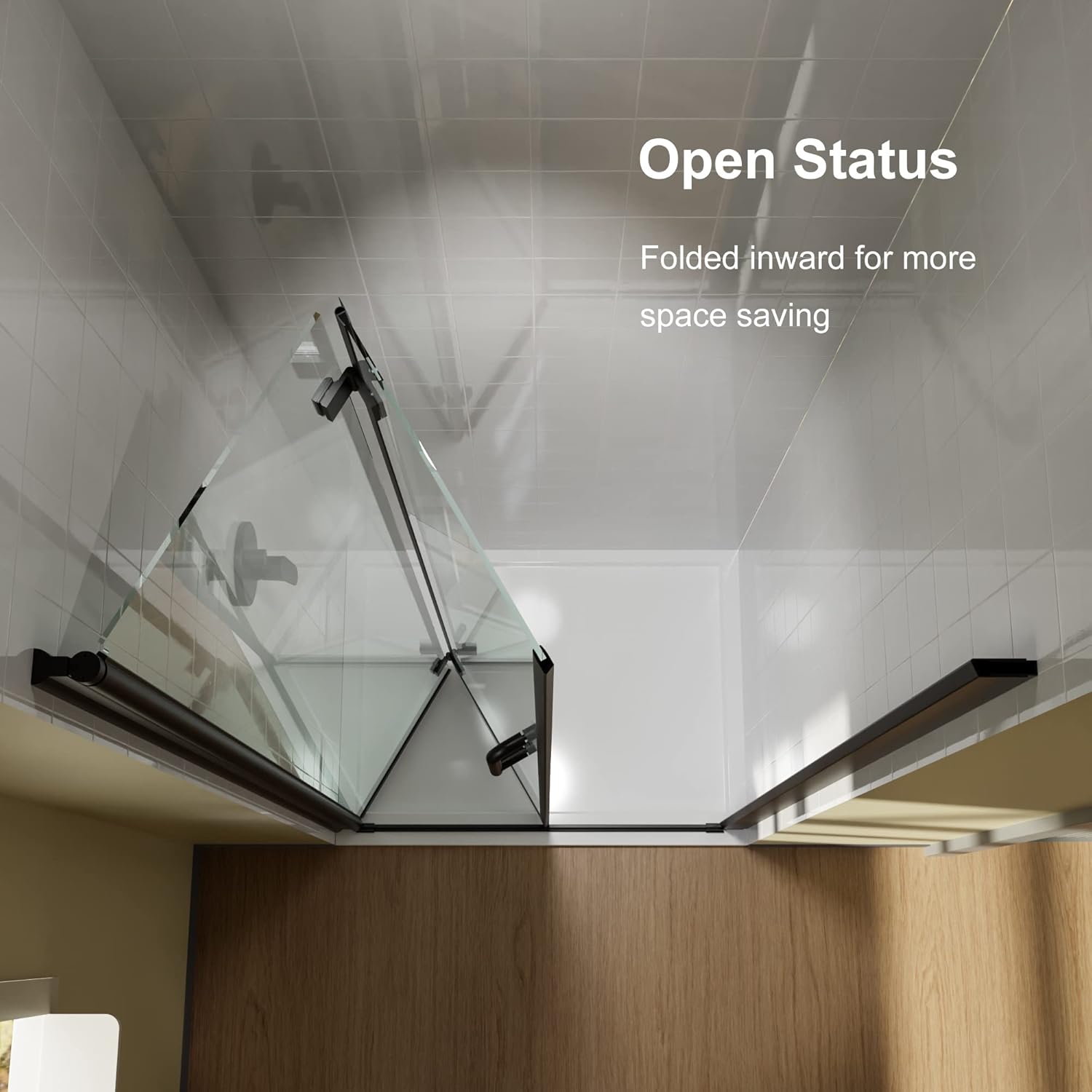 Matte Black 32 in. x 72 in. Clear Tempered Glass Shower Door V87761