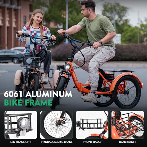 500W 48V Folding Aluminum Frame Electric Tricycle with Large Basket and Removable Battery S590949