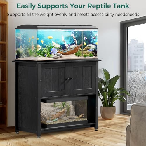 Fish Tank Stand with Cabinet, Metal, 1000LBS W46488