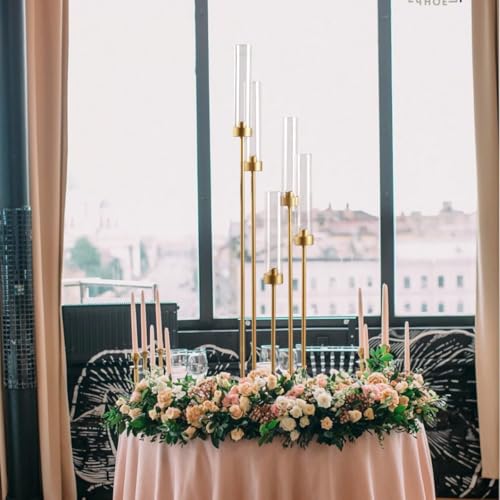 Matte Black 5 Arm Candelabra with Acrylic Shades A46590