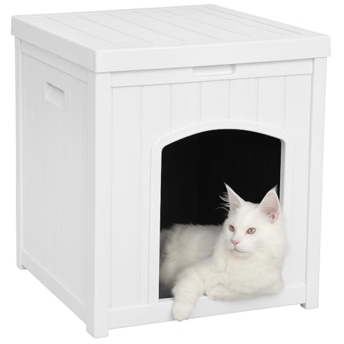 White Waterproof Resin Plastic Cat House W79053