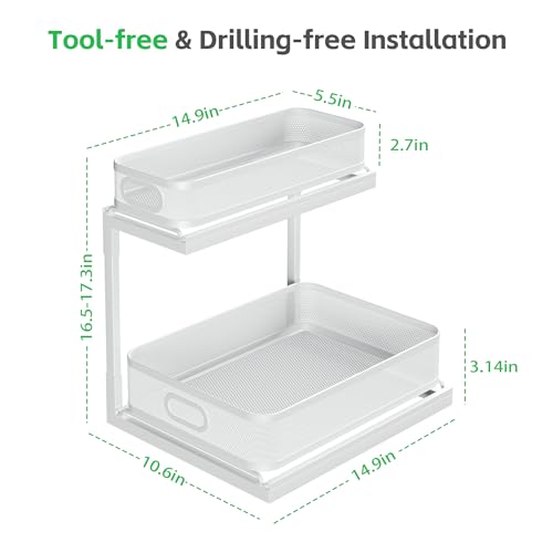 2-Tier Black Mesh Slide Out Drawer Shelf R558