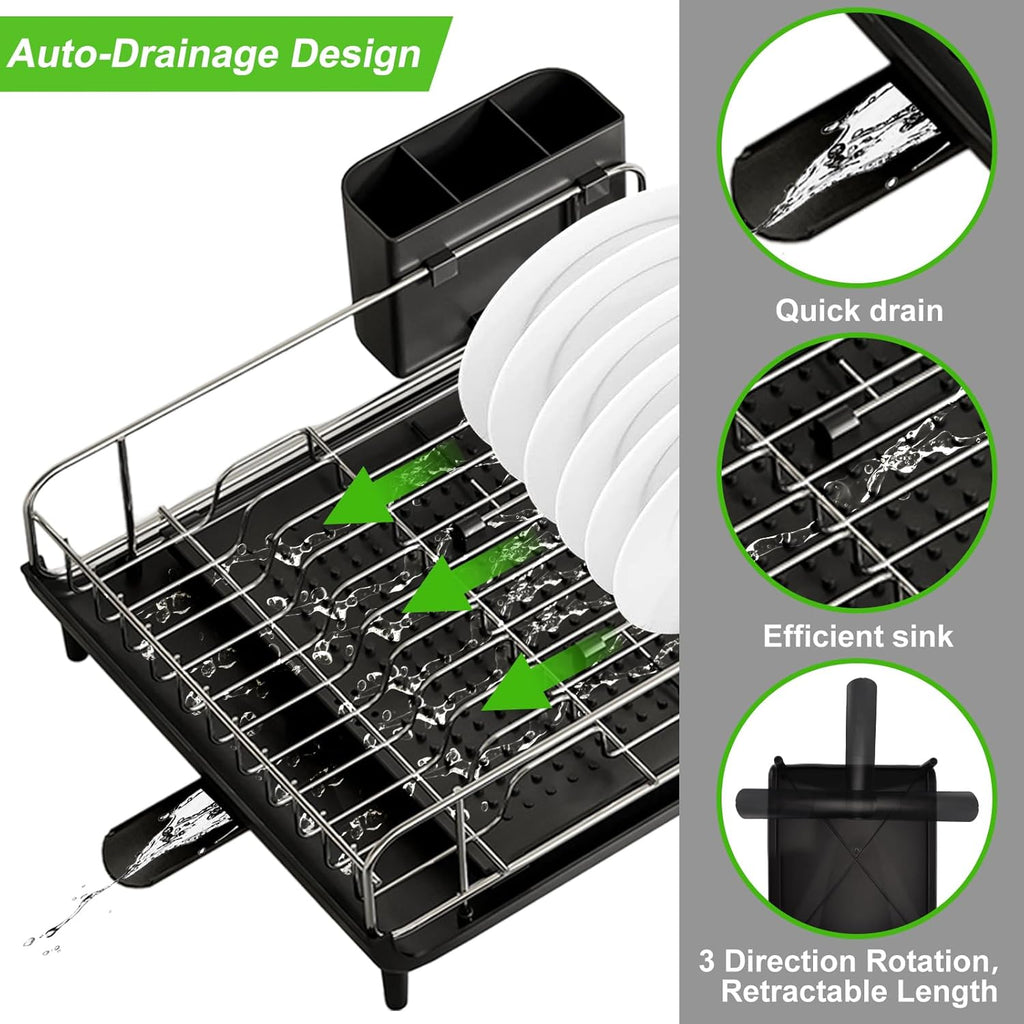 Large Dish Drying Rack with Utensil Holder & Drainboard E330