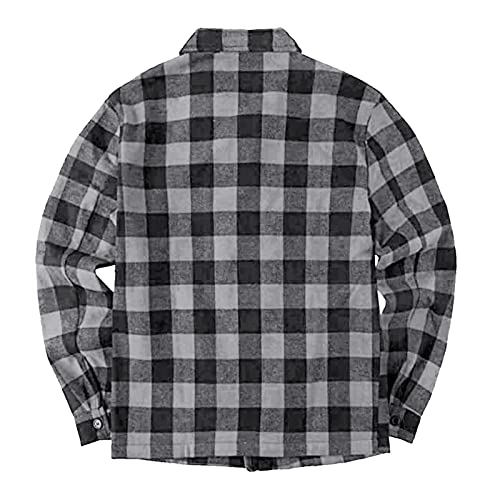 Mens Long Sleeve Sherpa Lined Flannel Shirt Jacket H253