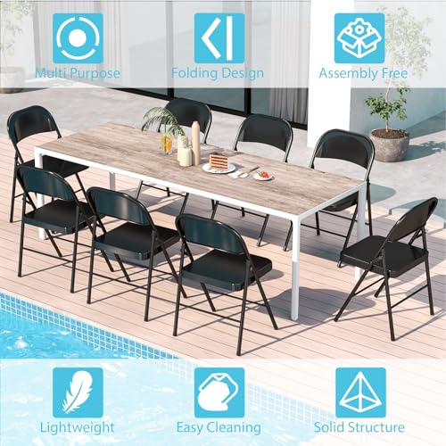 4 Pack Folding Chairs with Padded Cushion & Back (Black) P328