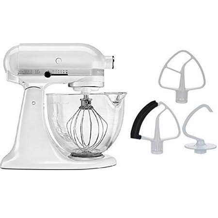 5-Quart Matte White Glass Bowl Stand Mixer K871