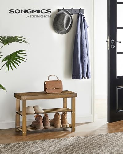 3-Tier Bamboo Shoe Storage Bench, Ink Black Q948387