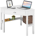 White Corner Desk with Drawer and Shelves A5612