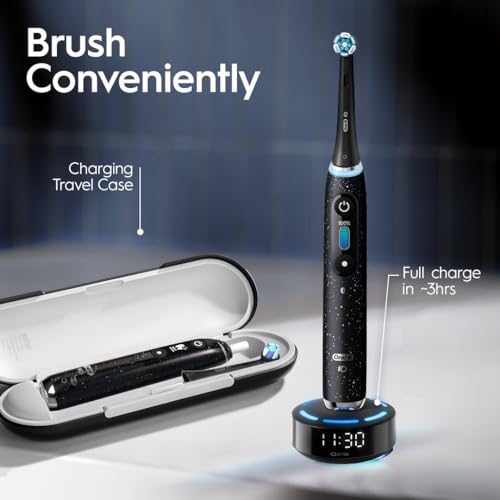 Black Rechargeable Electric Toothbrush with 4 Replacement Heads and Charging Travel Case G36100