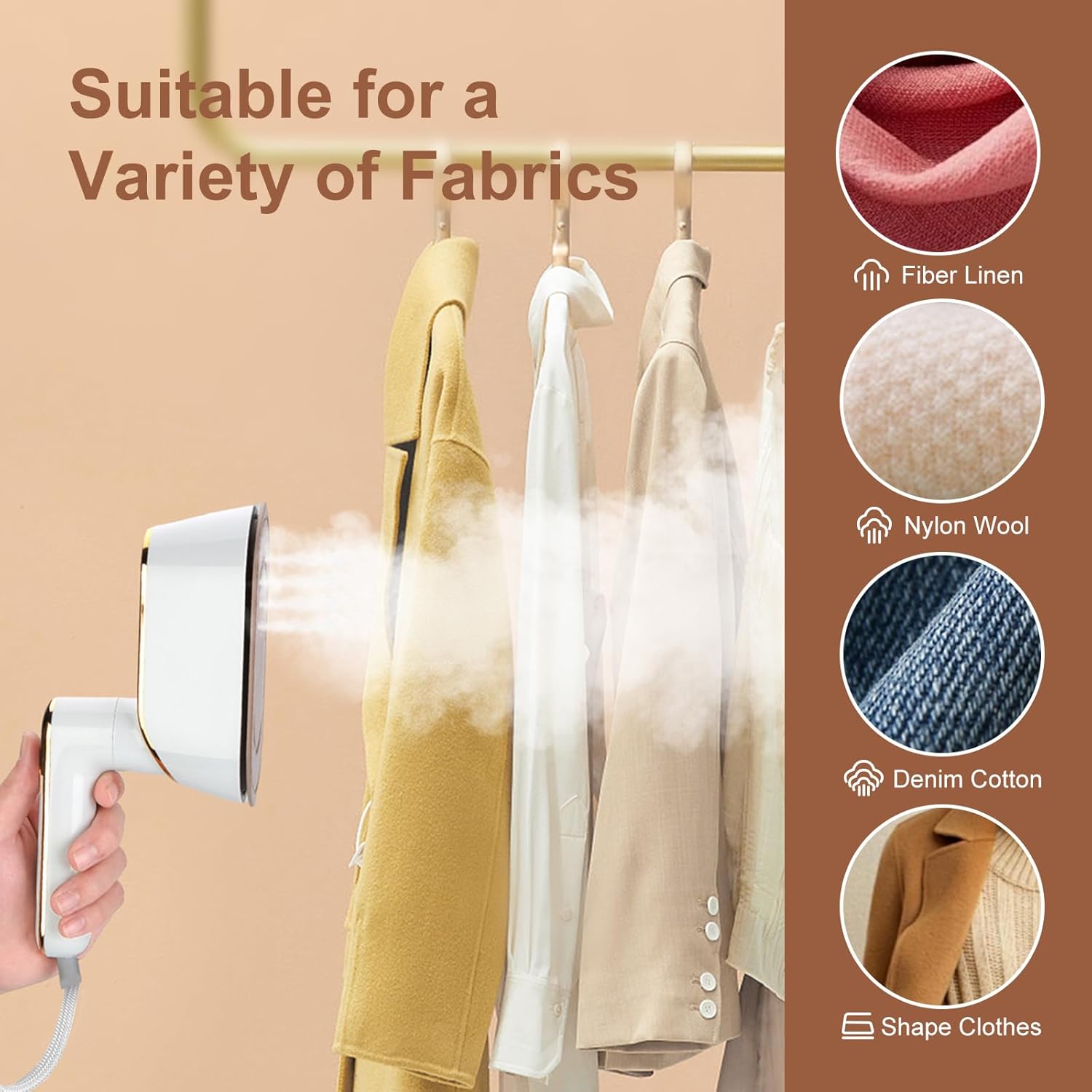1300W Portable Handheld Clothes Steamer with LCD Screen D505