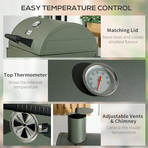 Charcoal BBQ Grill with 235 sq.in. Cooking Area, Tabletop Outdoor Barbecue with Ash Catcher and Built-in Thermometer, Black Q76761