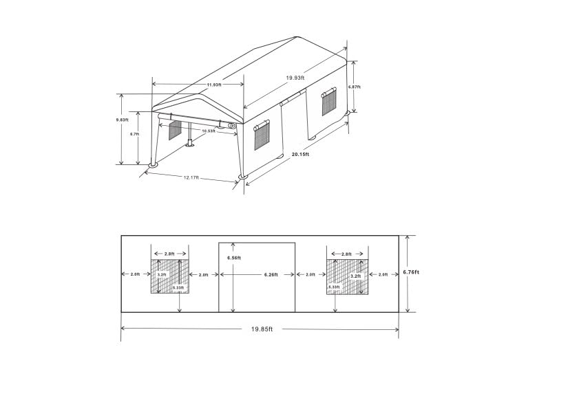 Grey Heavy Duty Portable Carport Canopy Tent with Sidewalls N76563