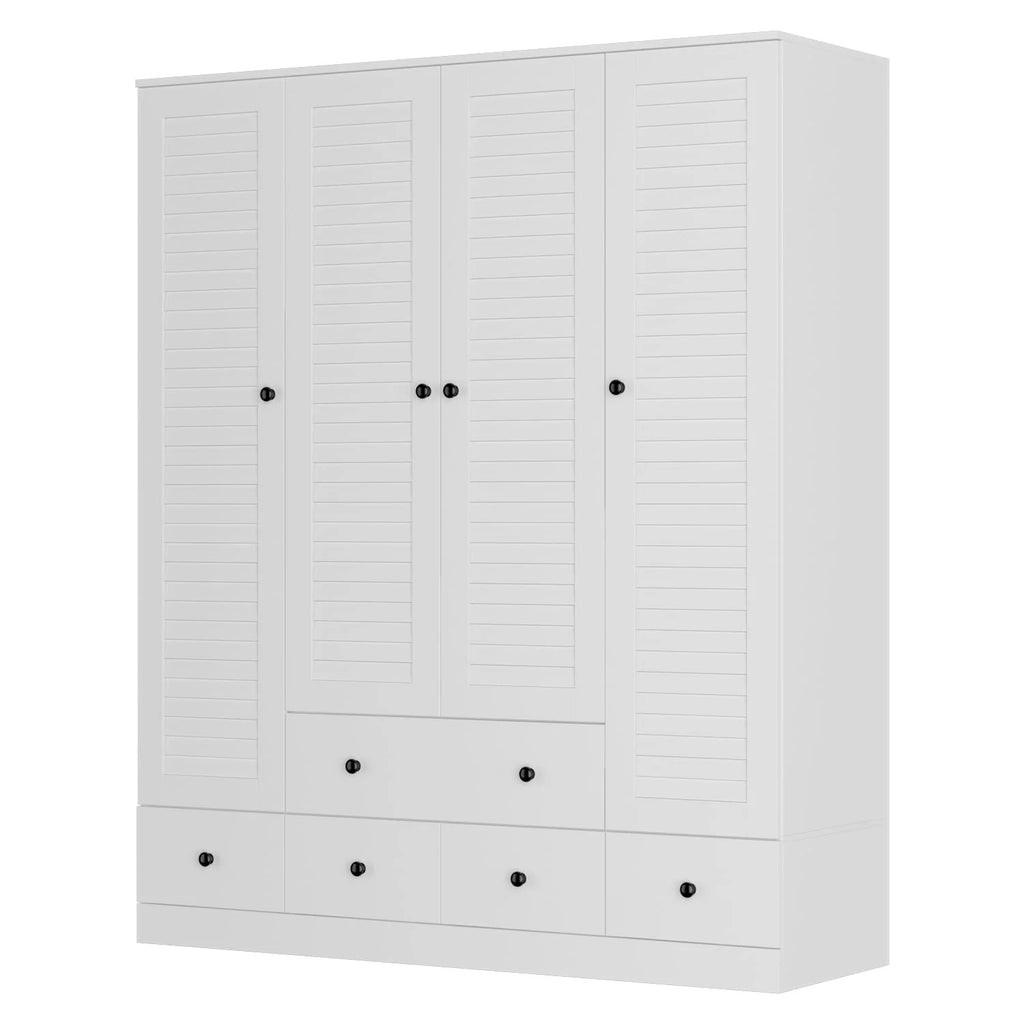 White 4-Door Wood Armoire Y4818