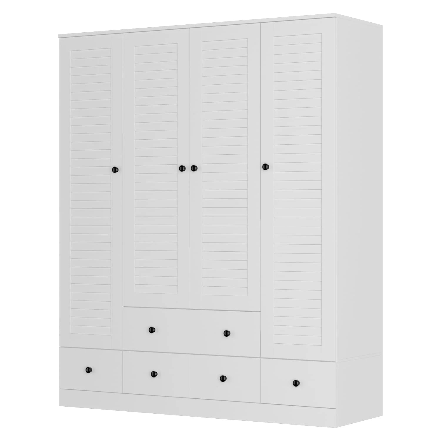 White 4-Door Wood Armoire Y4818