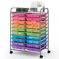 20 Drawers Rolling Storage Cart on Wheels White M563
