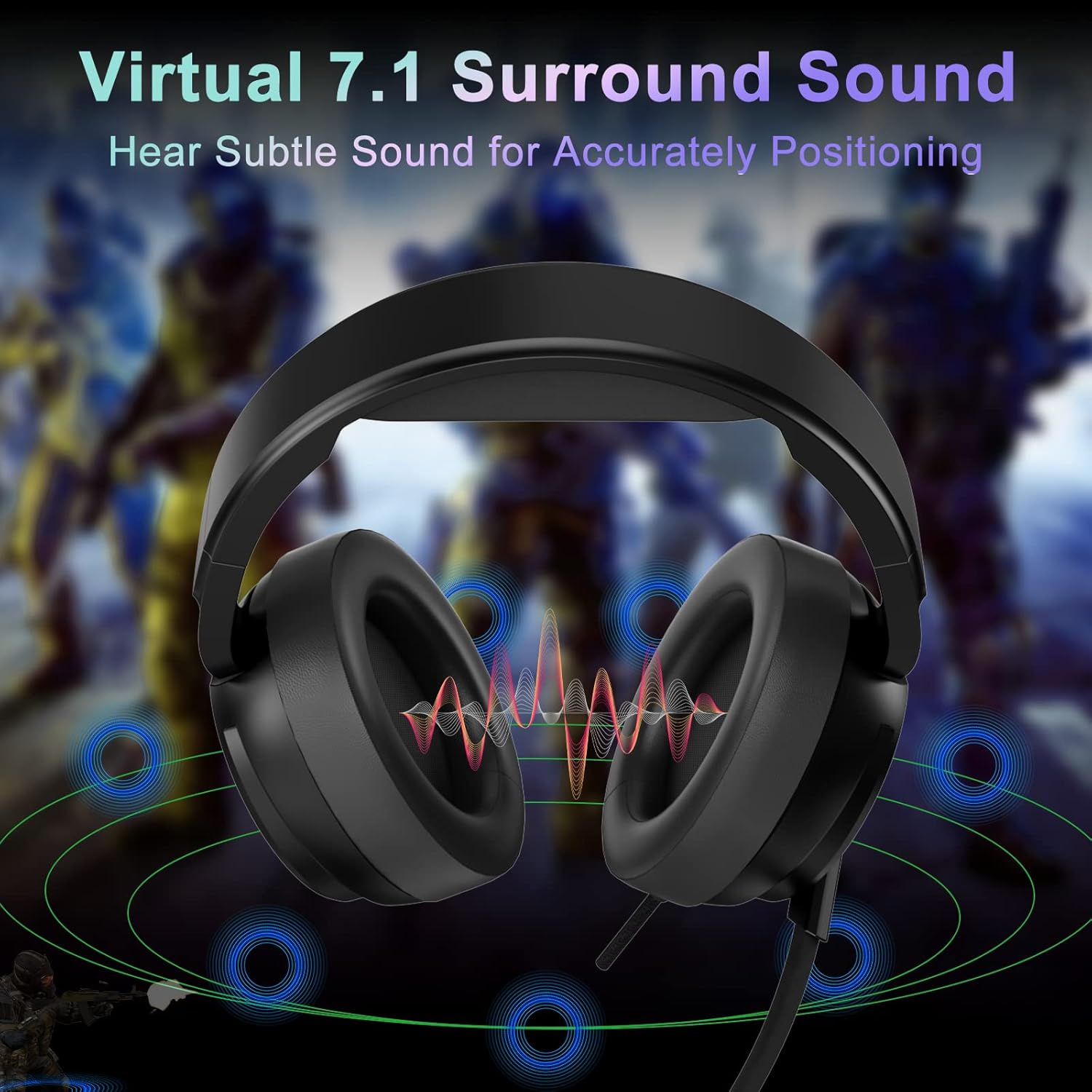 USB Pro Gaming Headset with 7.1 Surround Sound and Noise Cancelling Microphone E564