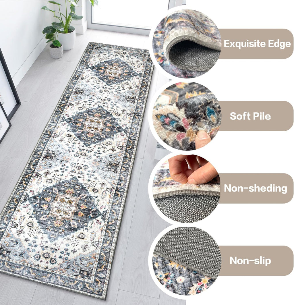 Washable Runner Rug with Rubber Backing S6836