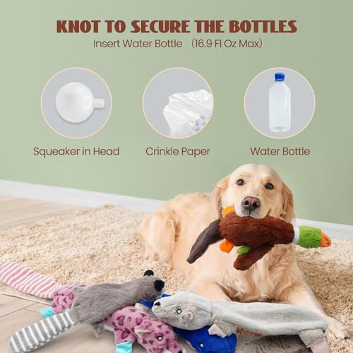 2-in-1 Crinkle Dog Toys, 20.5" Large Size Stuffless Dog Toys R4925