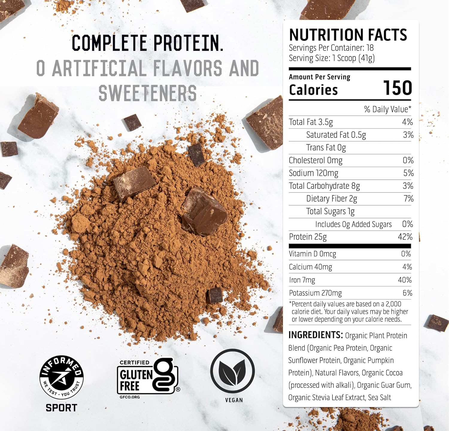 Chocolate Whey and Plant Protein Powder 2 lb 18 Servings F2050