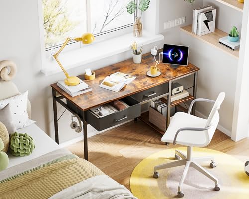 40 Inch White Small Computer Desk With Drawers & Power Outlet L185834