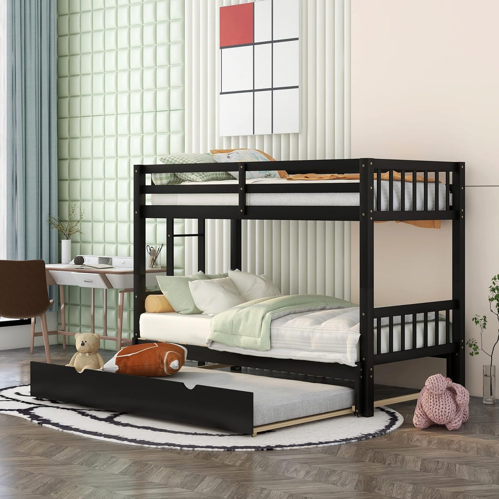 Over King Solid Wood Bunk Bed with Trundle (Espresso) Q942763