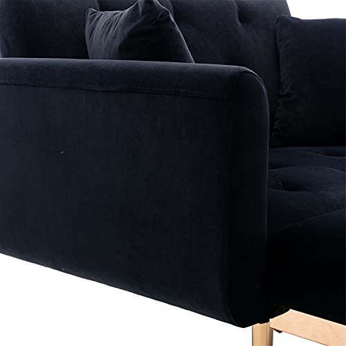 Adjustable Backrest Velvet Sofa Bed with Rose Golden Metal Legs C23201