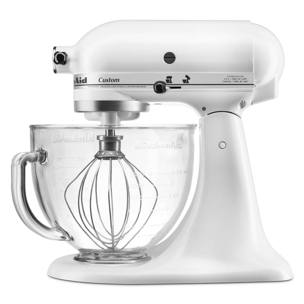 5-Quart Matte White Glass Bowl Stand Mixer K871