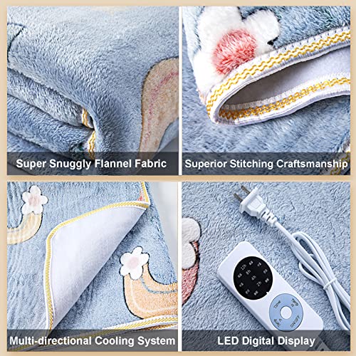 Blue King Dual Control Electric Heated Flannel Blanket R65229
