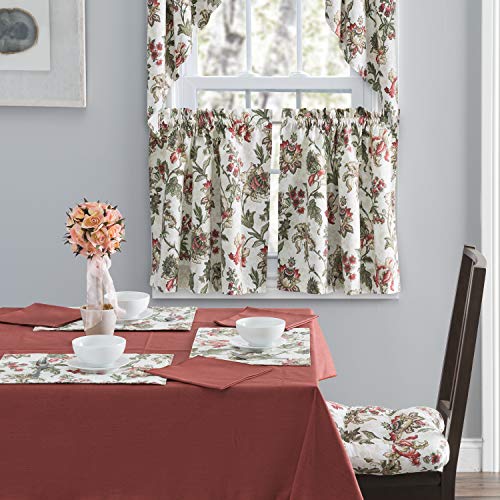 Brick Floral Tailored Tier Curtain, 56" x 24" U408042