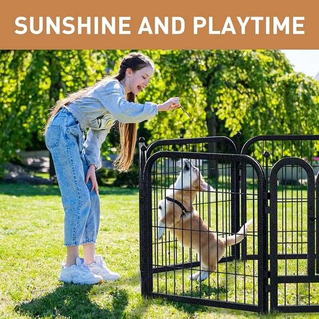 40 Inch 16 Panel Metal Dog Playpen Black-Silver E190