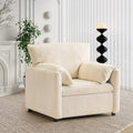 Corduroy Single Sofa Chair with Side Pocket Oversized Armchair (Beige) W342