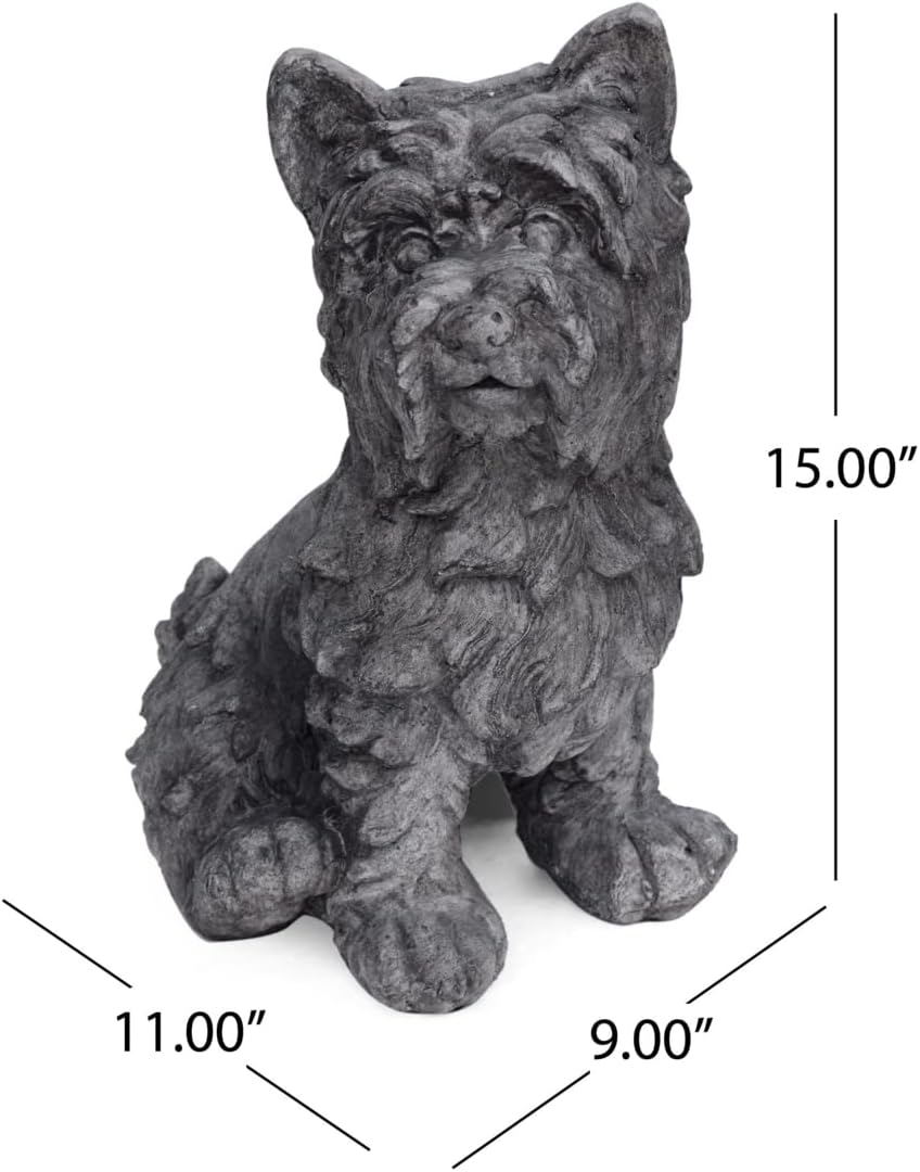 Antique Gray Finish Outdoor Dog Garden Statue E105