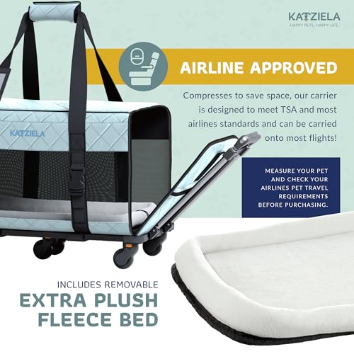 Airline Approved Rolling Pet Carrier for Small to Medium Dog or Cat E787