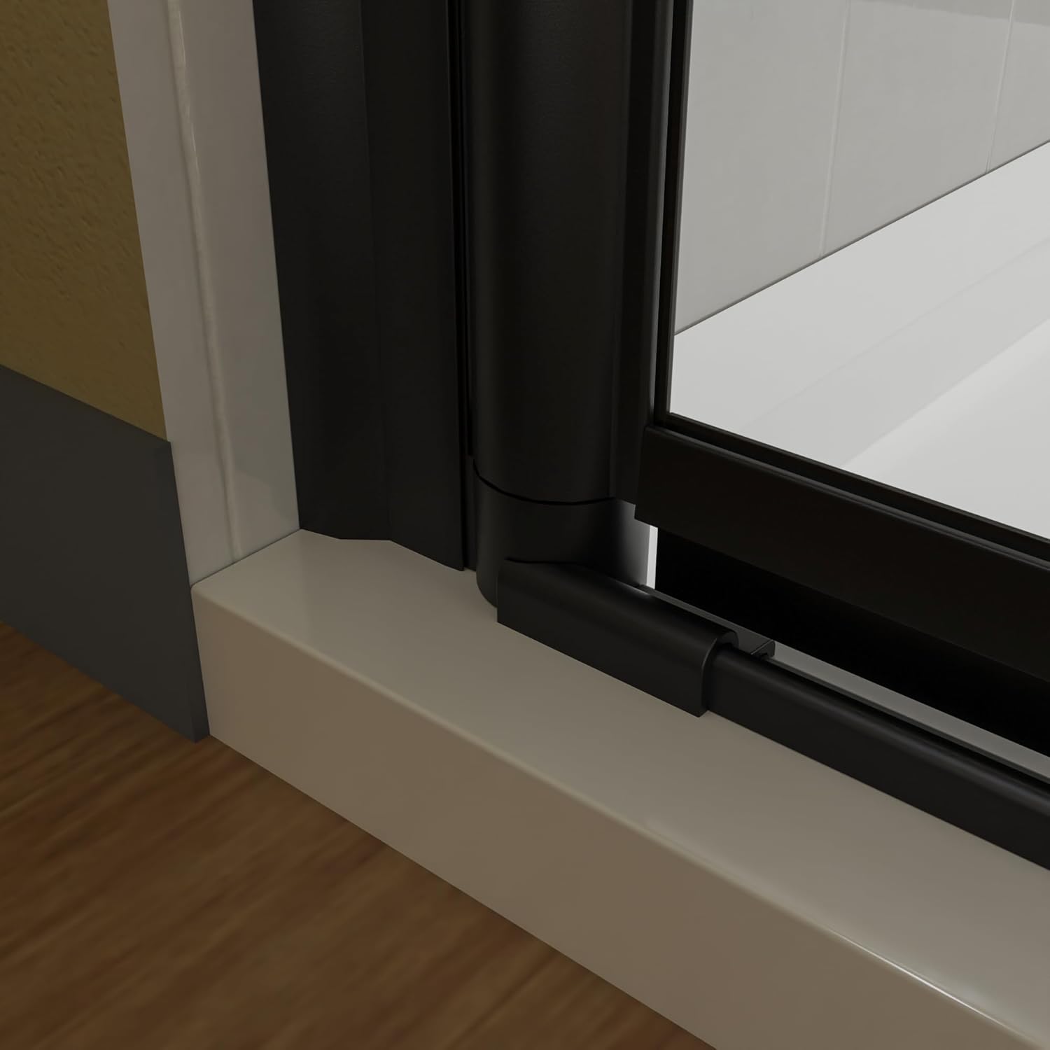 Matte Black 32 in. x 72 in. Clear Tempered Glass Shower Door V87761