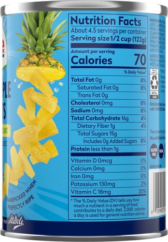 Pineapple Tidbits in 100% Pineapple Juice, 20 Oz (Pack of 6) A715181