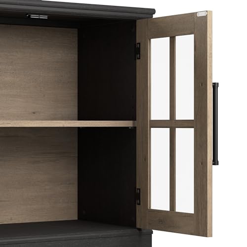 White Ash Sideboard Cabinet with Glass Doors U5002