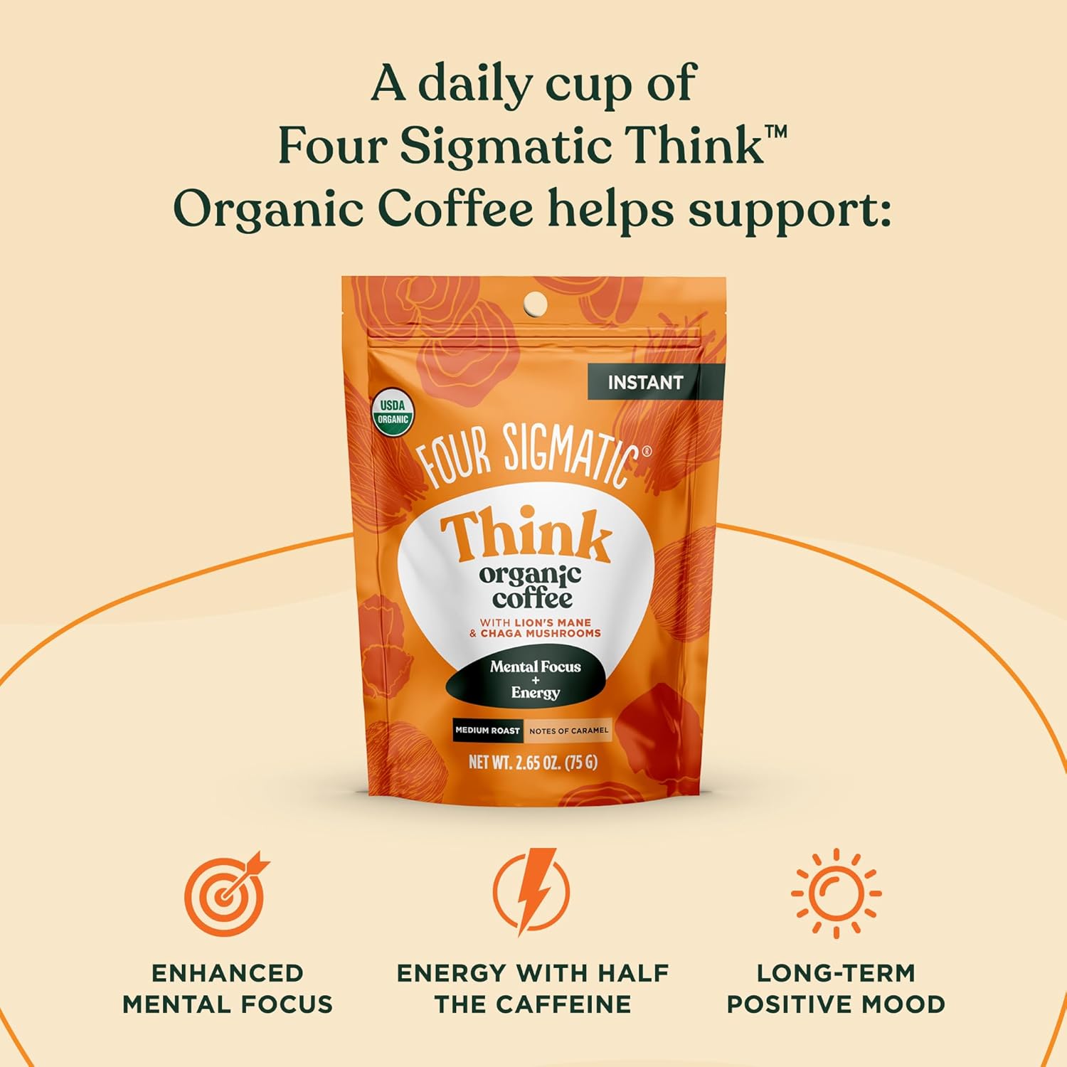 Organic Mushroom Coffee Instant Mix with Lion's Mane and Chaga, 30 Serving Canister M943745