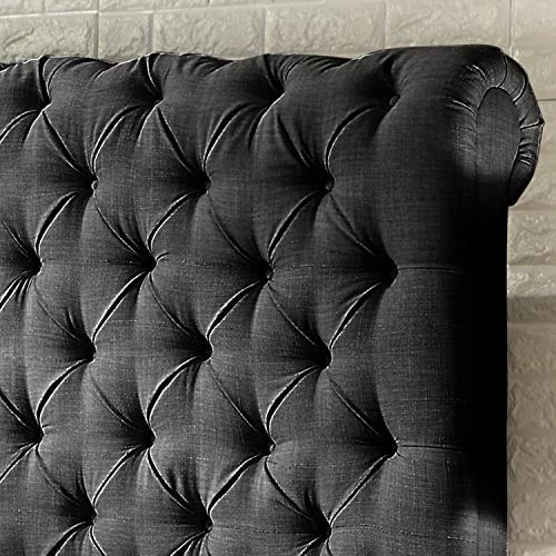 Natural Upholstered Bed Frame with Button Tufting Headboard, Twin V919