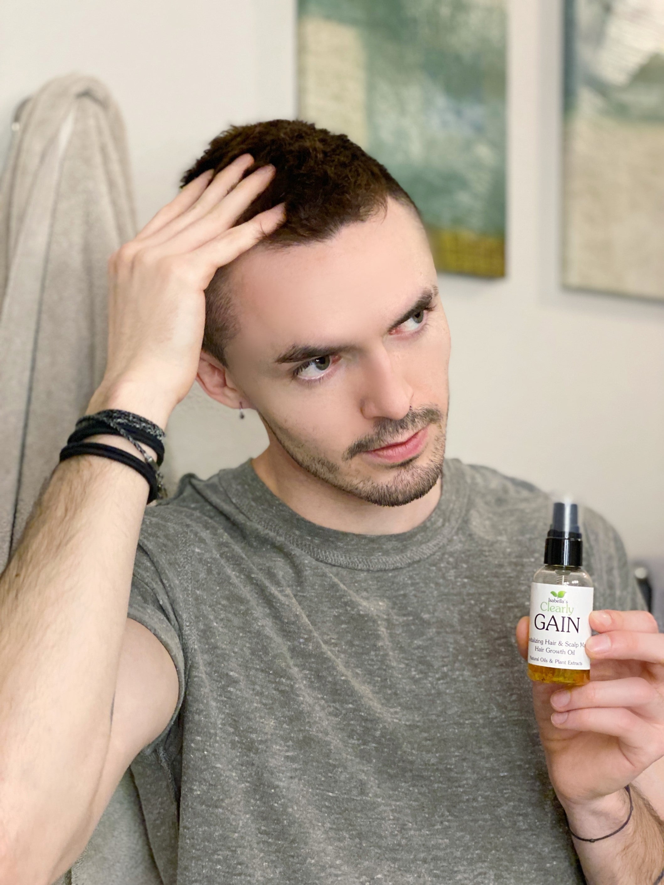 Hair Growth Oil and Thickening Scalp Treatment with Castor, Jojoba, Clary Sage, Rosemary, Nettle Extract N94772