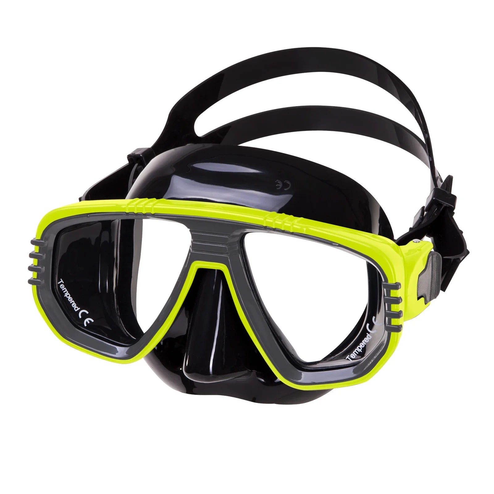 Black Silicone/Neon Yellow Scuba Diving Snorkeling Mask B136765