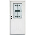 36 in. x 80 in. White Right-Hand Inswing 1/2 Lite Decorative Fiberglass Prehung Front Door N473