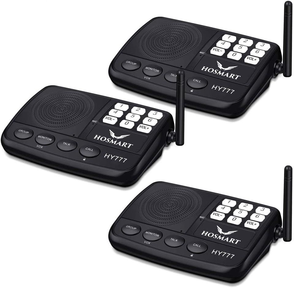 4 Stations Black Wireless Intercom System X891735
