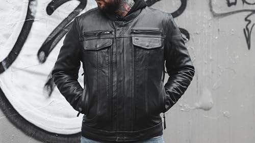 Men's Motorcycle Biker Riding Leather Jacket K141