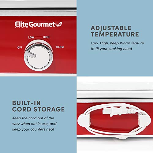 3.5Qt Red Casserole Slow Cooker with Locking Lid V2582