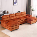 White Corduroy U Shaped Modular Sofa Sleeper with Double Chaise Y62998
