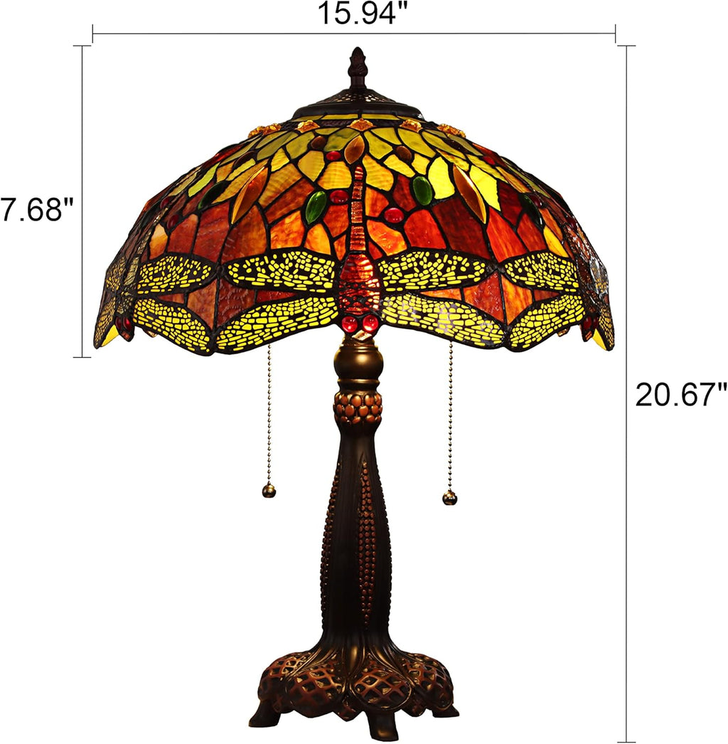 Tiffany-Style 2 Light Dragonfly Table Lamp 16" Shade R57630