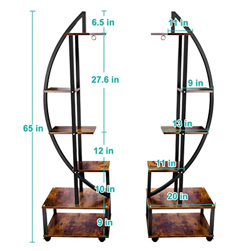 2 pcs 6 Tier Tall Metal Plant Stands with Hanging Loop U81565