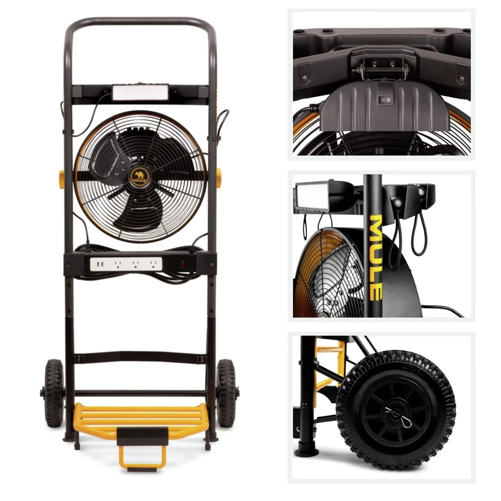 200 lbs. Capacity Hand Truck 5-in-1 Mobile Workshop with Integrated Fan and LED Light B46492