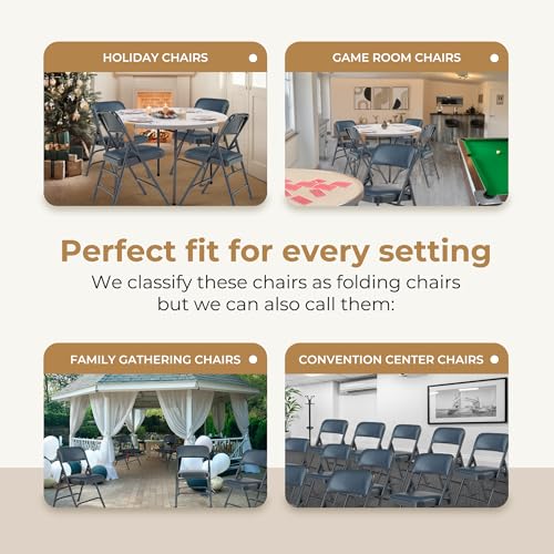 Black Vinyl Upholstered Folding Chair L8753